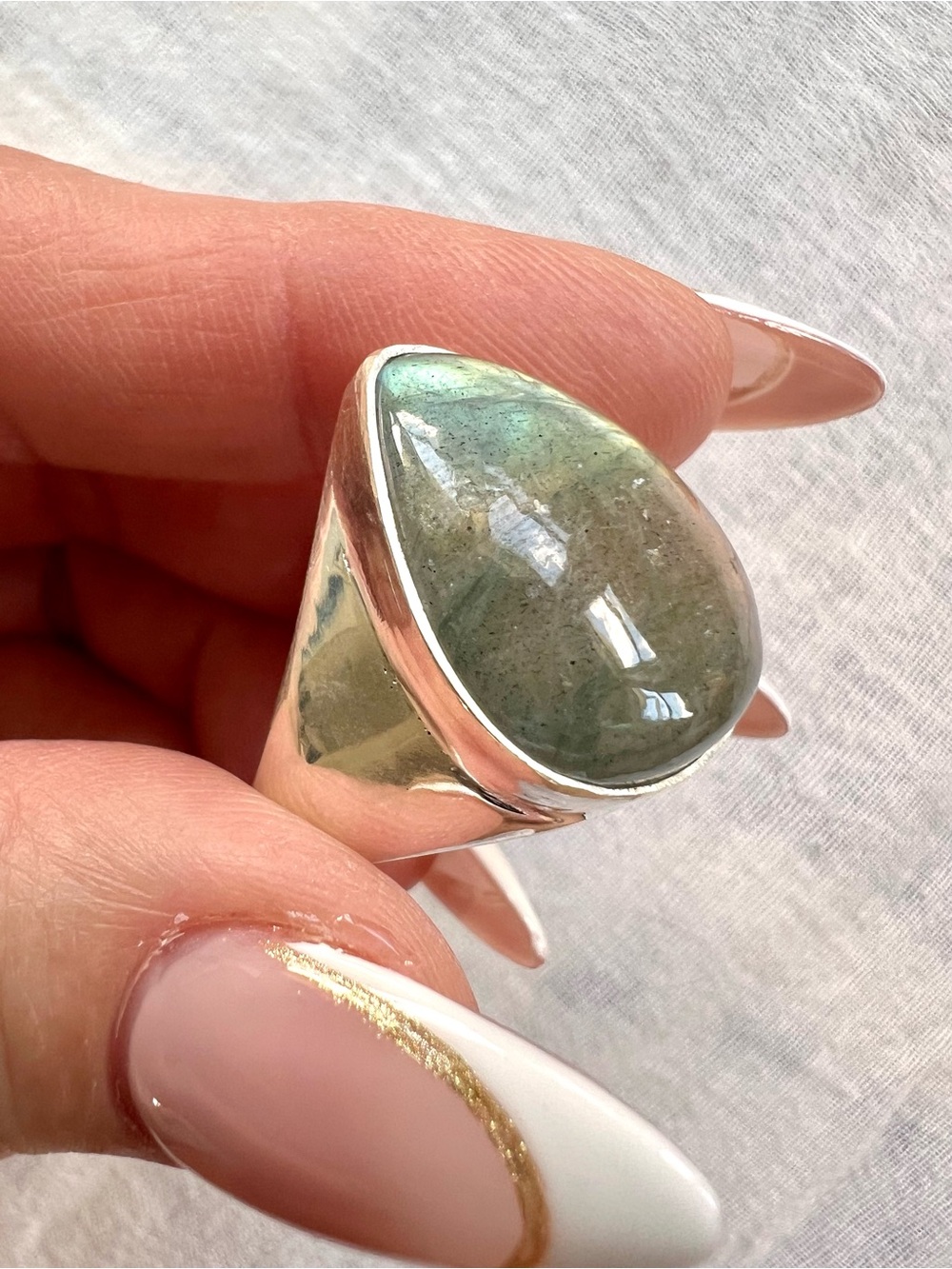 925 The PERFECT Rose Gold + Lime Flash Labradorite Ring! 10 - Picture 10 of 10